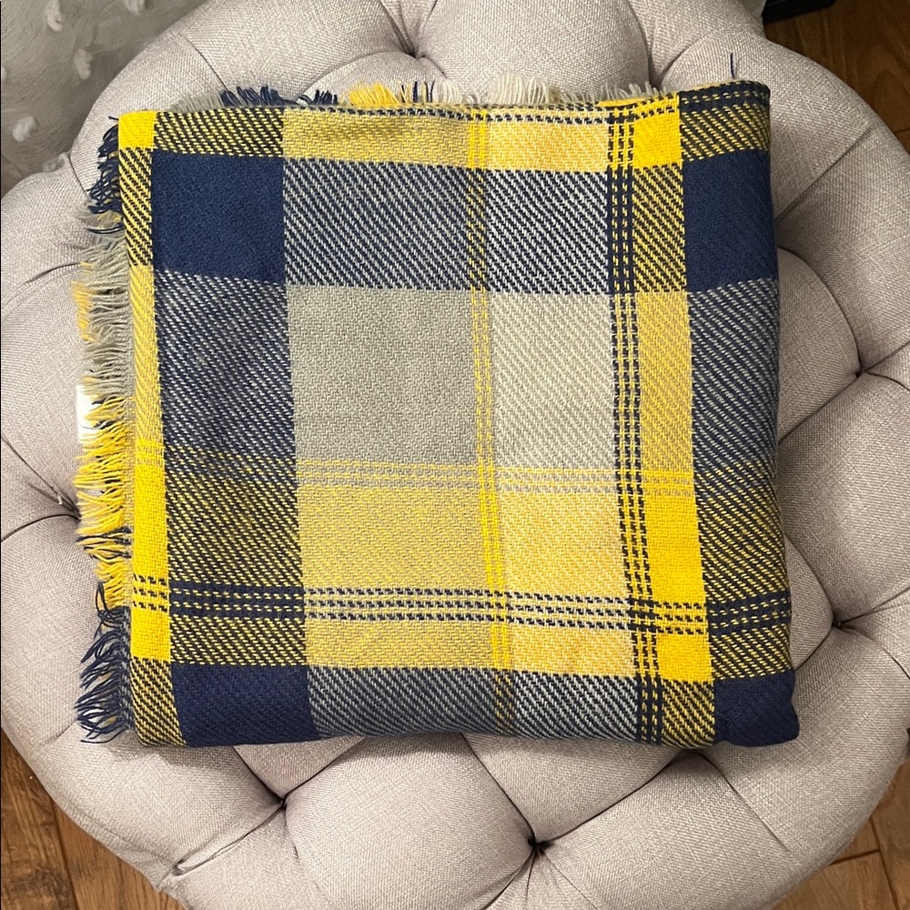 Yellow and Blue Plaid Blanket Scarf
